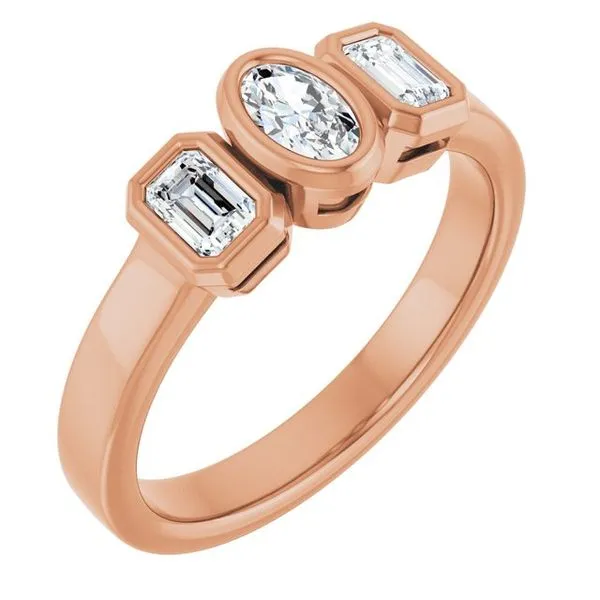 Bezel-Set Three-Stone Engagement Ring Stuart Benjamin & Co. Jewelry Designs San Diego, CA