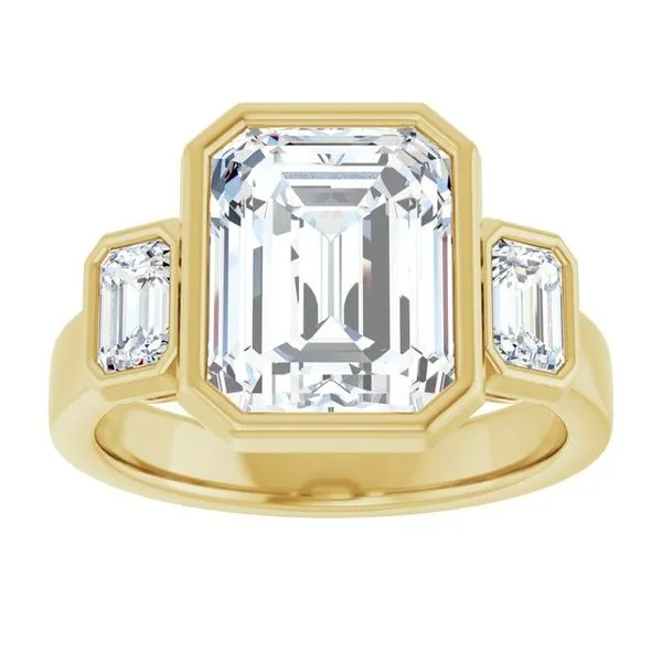 Bezel-Set Three-Stone Engagement Ring Image 3 Shipley's Fine Jewelry Hampstead, MD