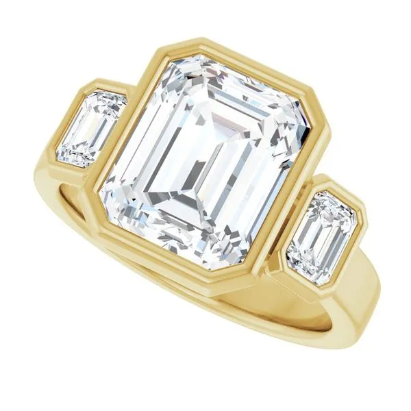 Bezel-Set Three-Stone Engagement Ring Image 5 Arezzo Jewelers Elmwood Park, IL