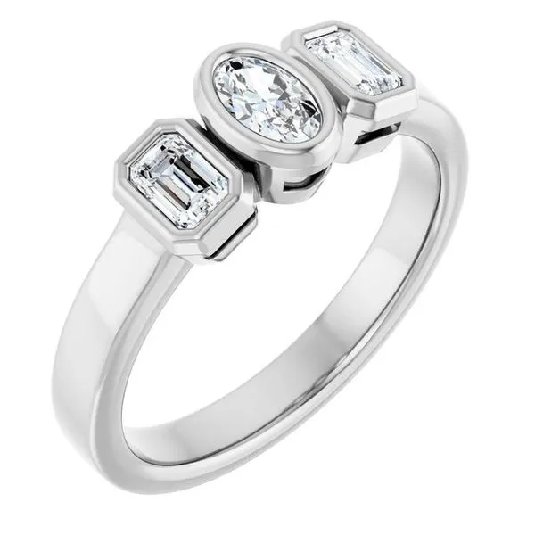 Bezel-Set Three-Stone Engagement Ring Jimmy Smith Jewelers Decatur, AL