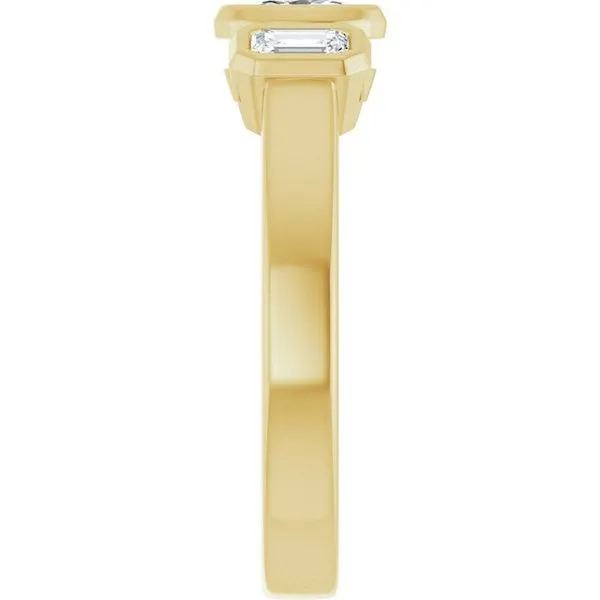 Bezel-Set Three-Stone Engagement Ring Image 4 J. West Jewelers Round Rock, TX