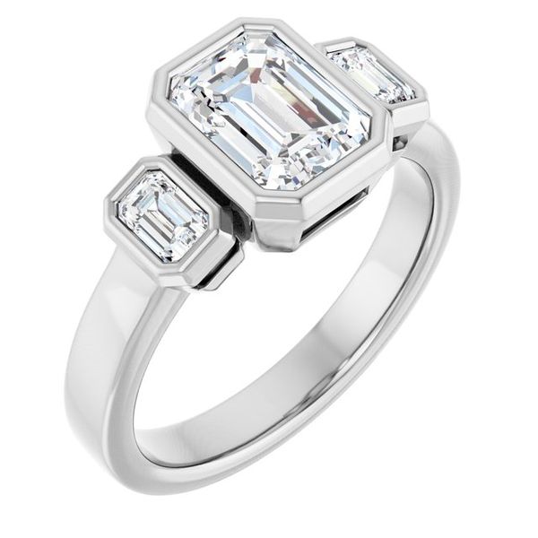 Bezel-Set Three-Stone Engagement Ring