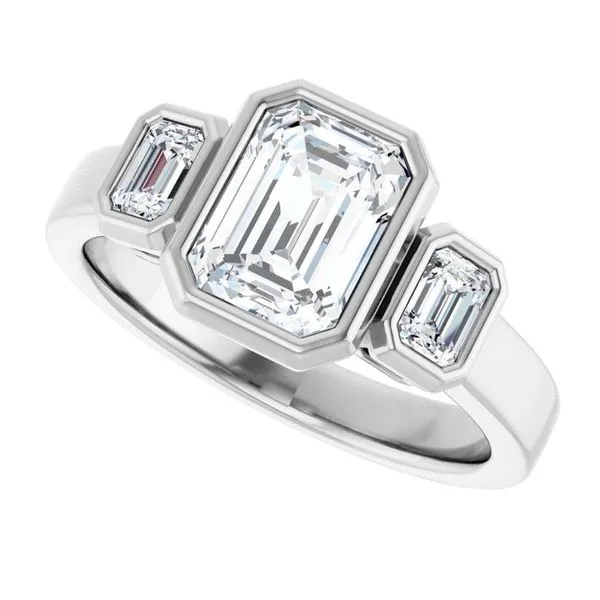 Bezel-Set Three-Stone Engagement Ring Image 5 Hudson Valley Goldsmith New Paltz, NY