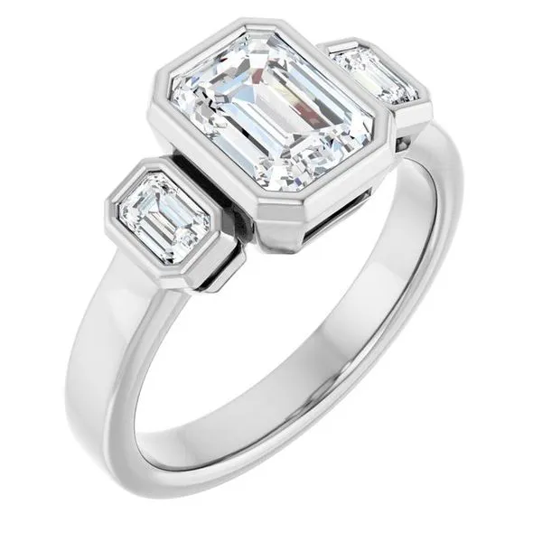 Bezel-Set Three-Stone Engagement Ring Stuart Benjamin & Co. Jewelry Designs San Diego, CA