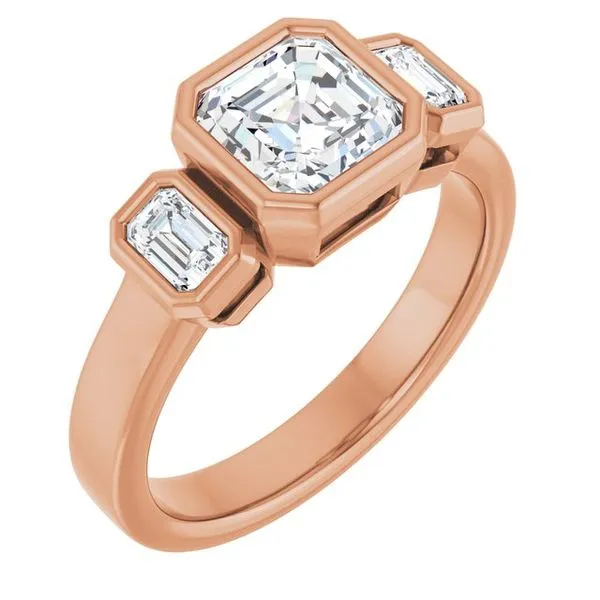 Bezel-Set Three-Stone Engagement Ring Hudson Valley Goldsmith New Paltz, NY