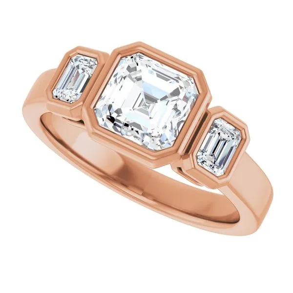 Bezel-Set Three-Stone Engagement Ring Image 5 J. Thomas Jewelers Rochester Hills, MI