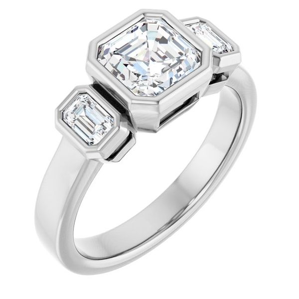 Bezel-Set Three-Stone Engagement Ring