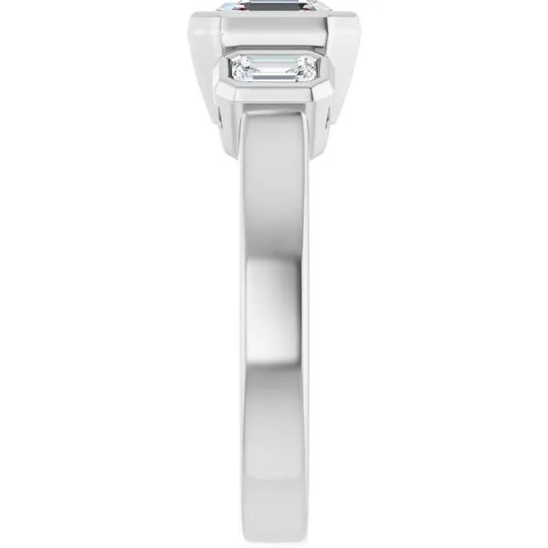 Bezel-Set Three-Stone Engagement Ring Image 4 JF Jones Jewelers Rochester, NY