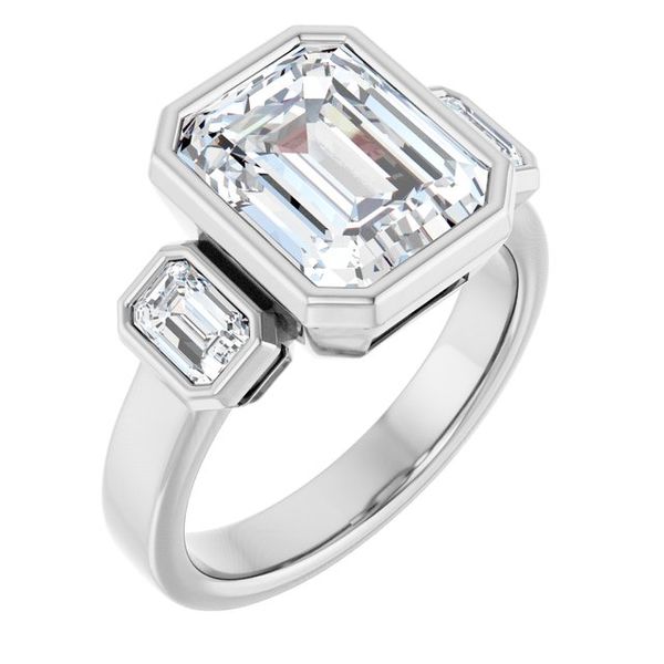 Bezel-Set Three-Stone Engagement Ring