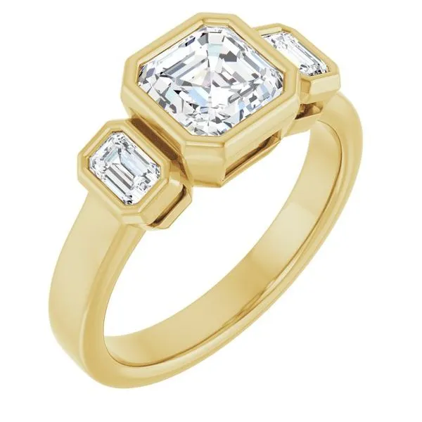 Bezel-Set Three-Stone Engagement Ring Raleigh Diamond Fine Jewelry Raleigh, NC
