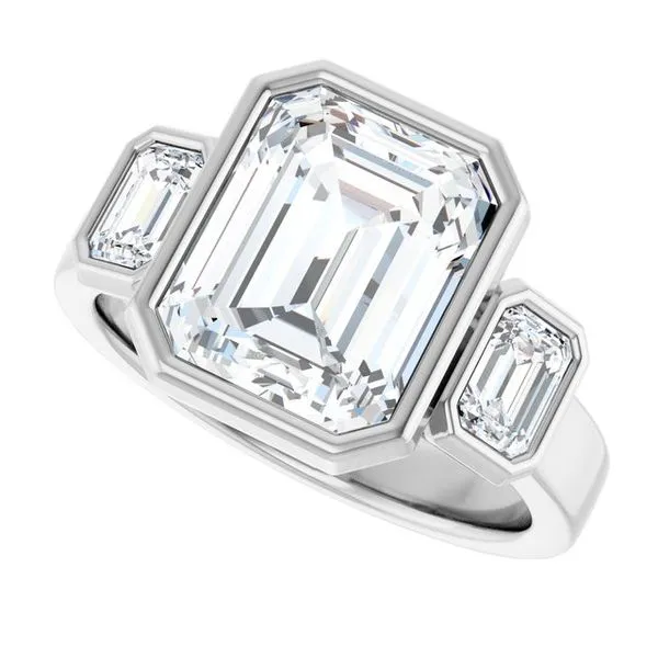 Bezel-Set Three-Stone Engagement Ring Image 5 Hudson Valley Goldsmith New Paltz, NY