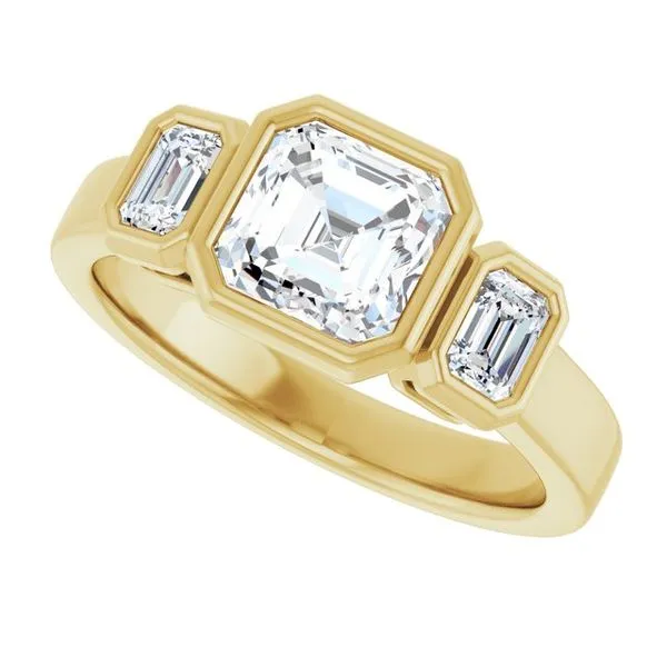 Bezel-Set Three-Stone Engagement Ring Image 5 Shipley's Fine Jewelry Hampstead, MD