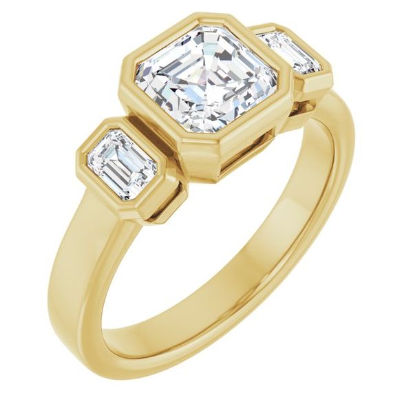 Bezel-Set Three-Stone Engagement Ring