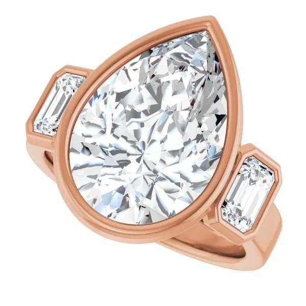 Bezel-Set Three-Stone Engagement Ring Image 5 Don's Jewelry & Design Washington, IA