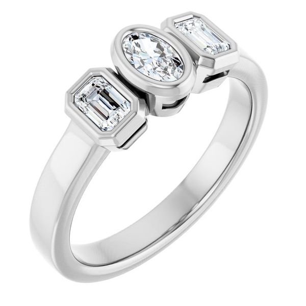 Bezel-Set Three-Stone Engagement Ring