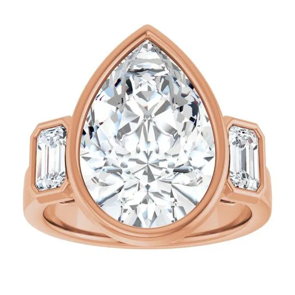 Bezel-Set Three-Stone Engagement Ring Image 3 Futer Bros Jewelers York, PA