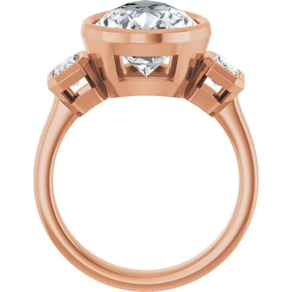 Bezel-Set Three-Stone Engagement Ring Image 2 Raleigh Diamond Fine Jewelry Raleigh, NC