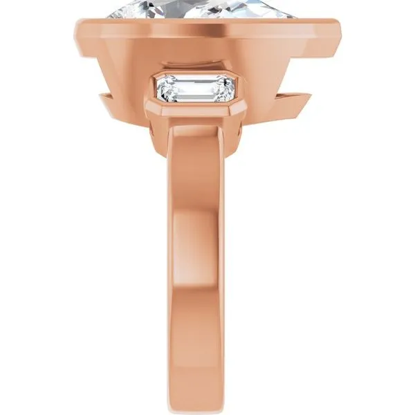 Bezel-Set Three-Stone Engagement Ring Image 4 Hudson Valley Goldsmith New Paltz, NY