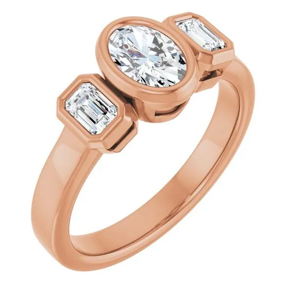 Bezel-Set Three-Stone Engagement Ring Don's Jewelry & Design Washington, IA