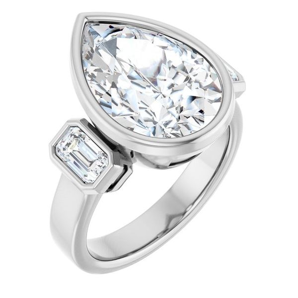 Bezel-Set Three-Stone Engagement Ring