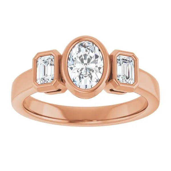 Bezel-Set Three-Stone Engagement Ring Image 3 Paul James Jewelers Angels Camp, CA