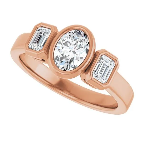 Bezel-Set Three-Stone Engagement Ring Image 5 Redlands Jewelers Redlands, CA