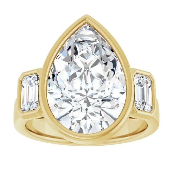 Bezel-Set Three-Stone Engagement Ring Image 3 Paul James Jewelers Angels Camp, CA