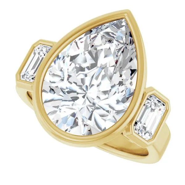 Bezel-Set Three-Stone Engagement Ring Image 5 Natale Jewelers Sewell, NJ