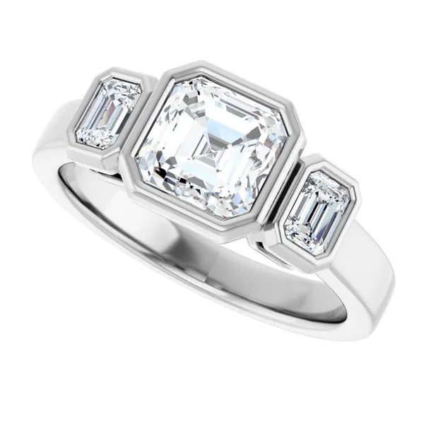 Bezel-Set Three-Stone Engagement Ring Image 5 Shipley's Fine Jewelry Hampstead, MD