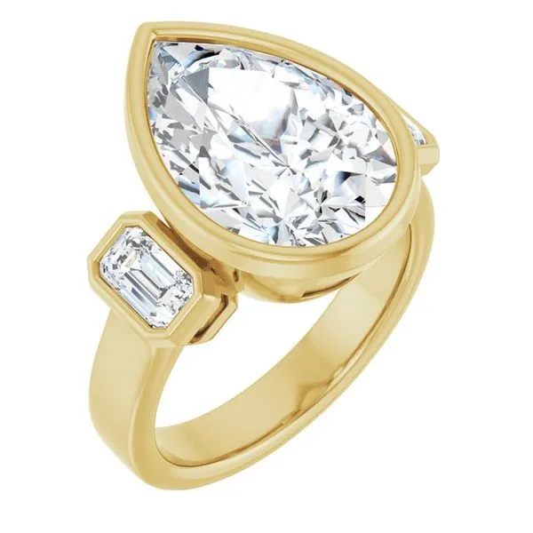 Bezel-Set Three-Stone Engagement Ring J. Thomas Jewelers Rochester Hills, MI