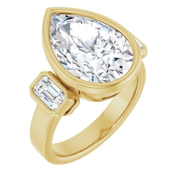 Bezel-Set Three-Stone Engagement Ring