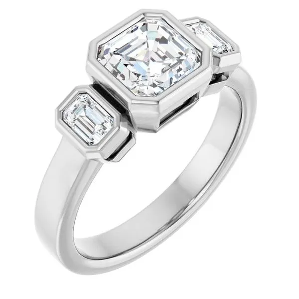Bezel-Set Three-Stone Engagement Ring Don's Jewelry & Design Washington, IA