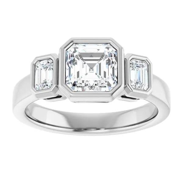 Bezel-Set Three-Stone Engagement Ring Image 3 Ocean View Jewelers Millville, DE