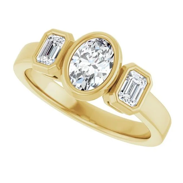 Bezel-Set Three-Stone Engagement Ring Image 5 Clater Jewelers Louisville, KY