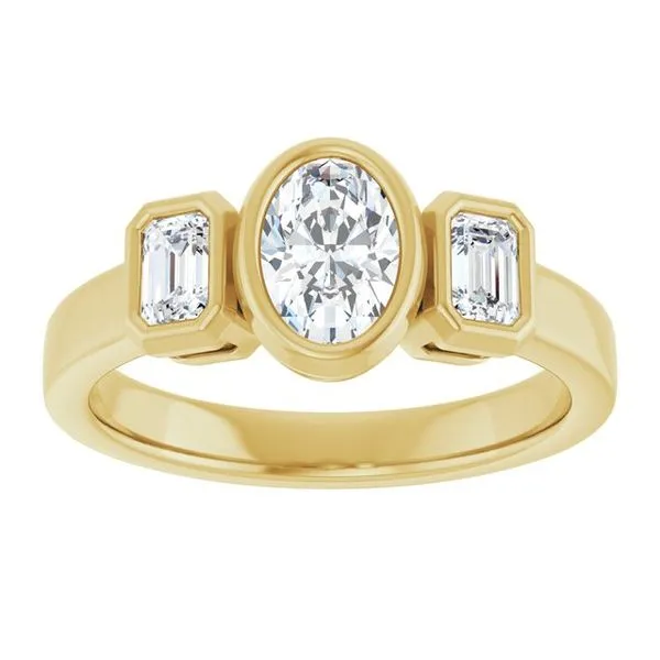 Bezel-Set Three-Stone Engagement Ring Image 3 Mark Jewellers La Crosse, WI