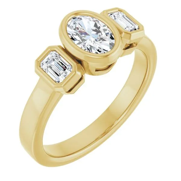 Bezel-Set Three-Stone Engagement Ring Vulcan's Forge LLC KANSAS CITY, MO