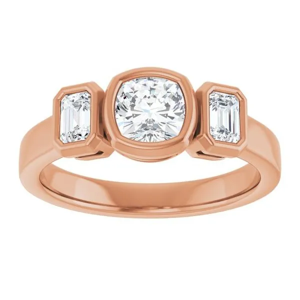 Bezel-Set Three-Stone Engagement Ring Image 3 Natale Jewelers Sewell, NJ