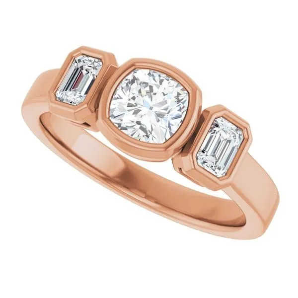 Bezel-Set Three-Stone Engagement Ring Image 5 Vulcan's Forge LLC KANSAS CITY, MO