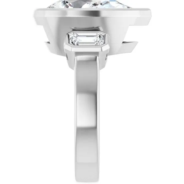 Bezel-Set Three-Stone Engagement Ring Image 4 J. West Jewelers Round Rock, TX