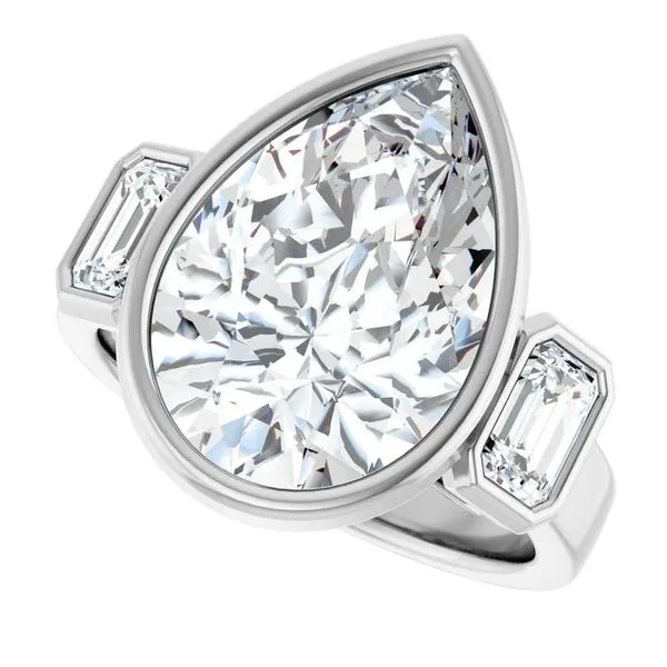 Bezel-Set Three-Stone Engagement Ring Image 5 Don's Jewelry & Design Washington, IA