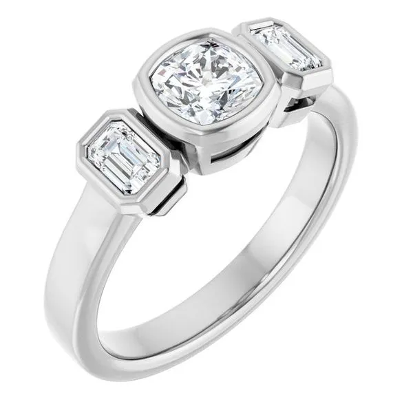 Bezel-Set Three-Stone Engagement Ring Hudson Valley Goldsmith New Paltz, NY