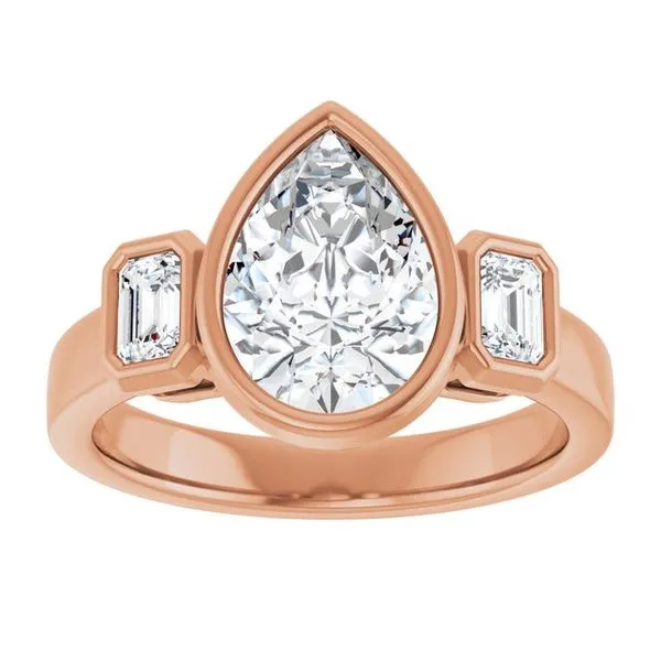 Bezel-Set Three-Stone Engagement Ring Image 3 Clater Jewelers Louisville, KY