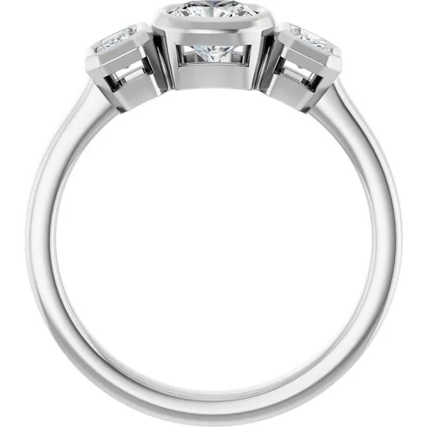 Bezel-Set Three-Stone Engagement Ring Image 2 JF Jones Jewelers Rochester, NY