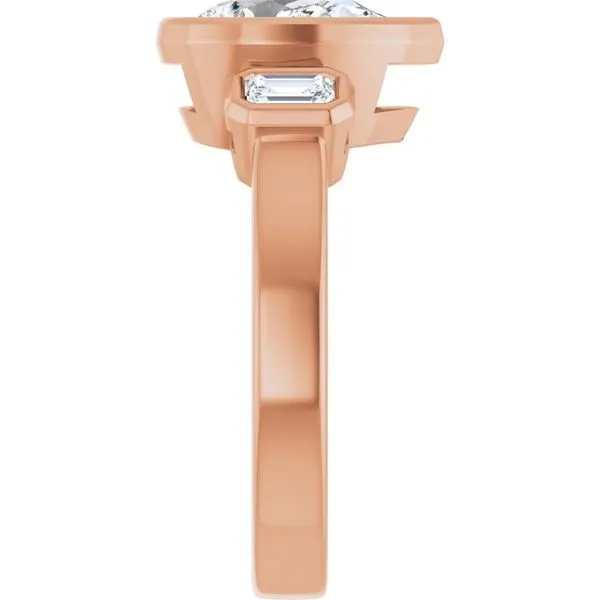 Bezel-Set Three-Stone Engagement Ring Image 4 The Jewelry Source El Segundo, CA