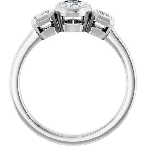 Bezel-Set Three-Stone Engagement Ring Image 2 Don's Jewelry & Design Washington, IA