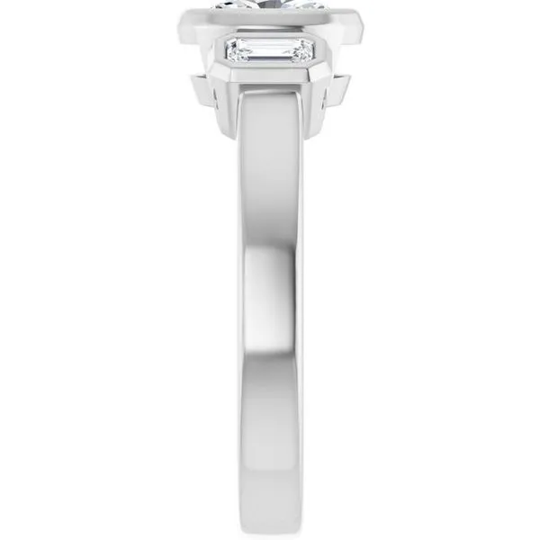 Bezel-Set Three-Stone Engagement Ring Image 4 J. Thomas Jewelers Rochester Hills, MI