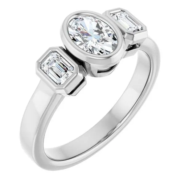 Bezel-Set Three-Stone Engagement Ring Futer Bros Jewelers York, PA