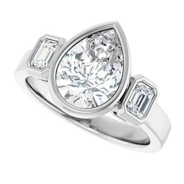 Bezel-Set Three-Stone Engagement Ring Image 5 Clater Jewelers Louisville, KY