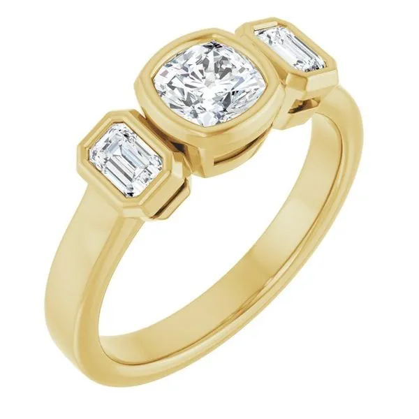 Bezel-Set Three-Stone Engagement Ring Northwood Jewelers Northwood, OH