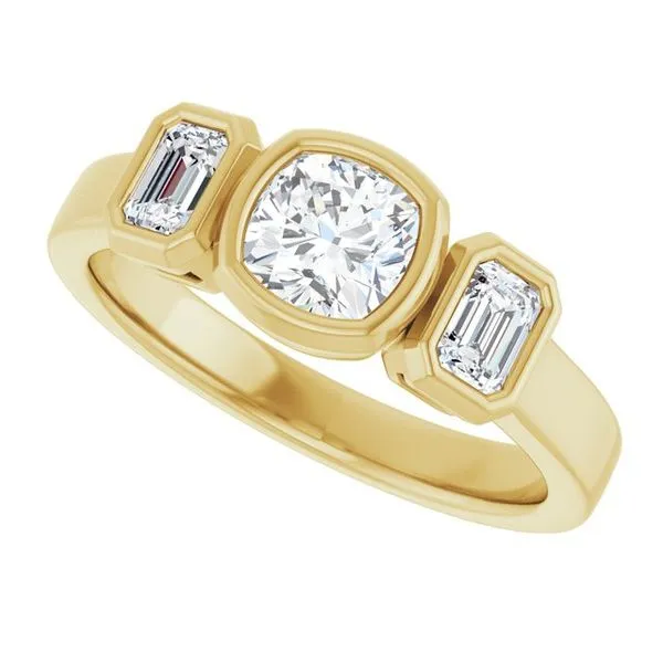 Bezel-Set Three-Stone Engagement Ring Image 5 Vulcan's Forge LLC KANSAS CITY, MO